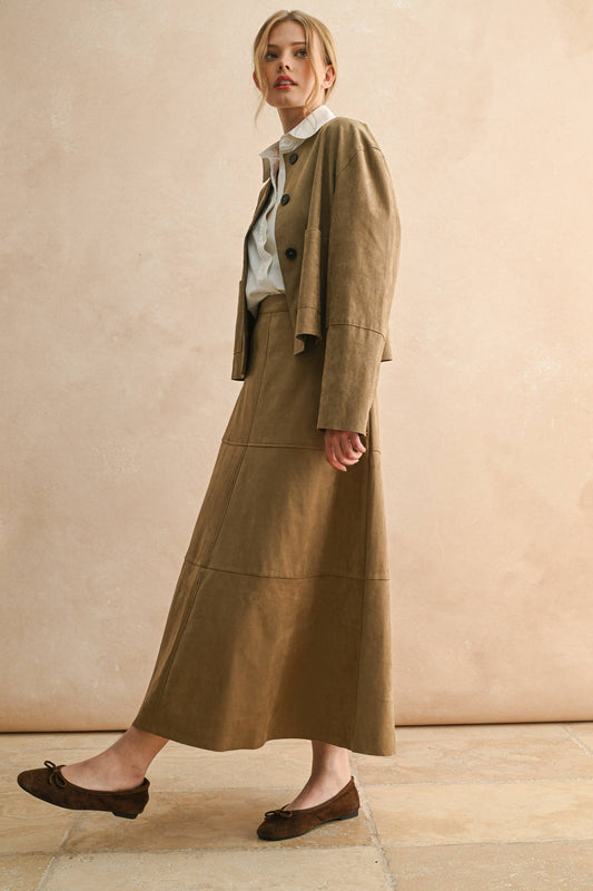 Suede A-Line Skirt