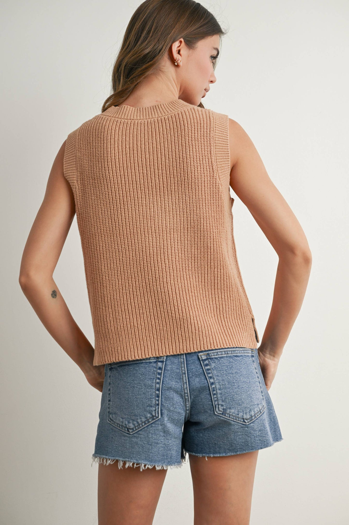 Flag Print Sleeveless Sweater