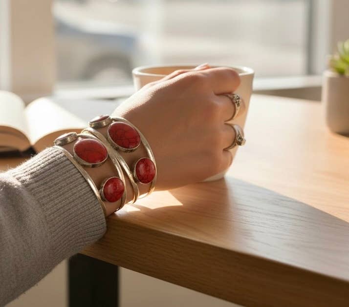 Red Coral Open Cuff