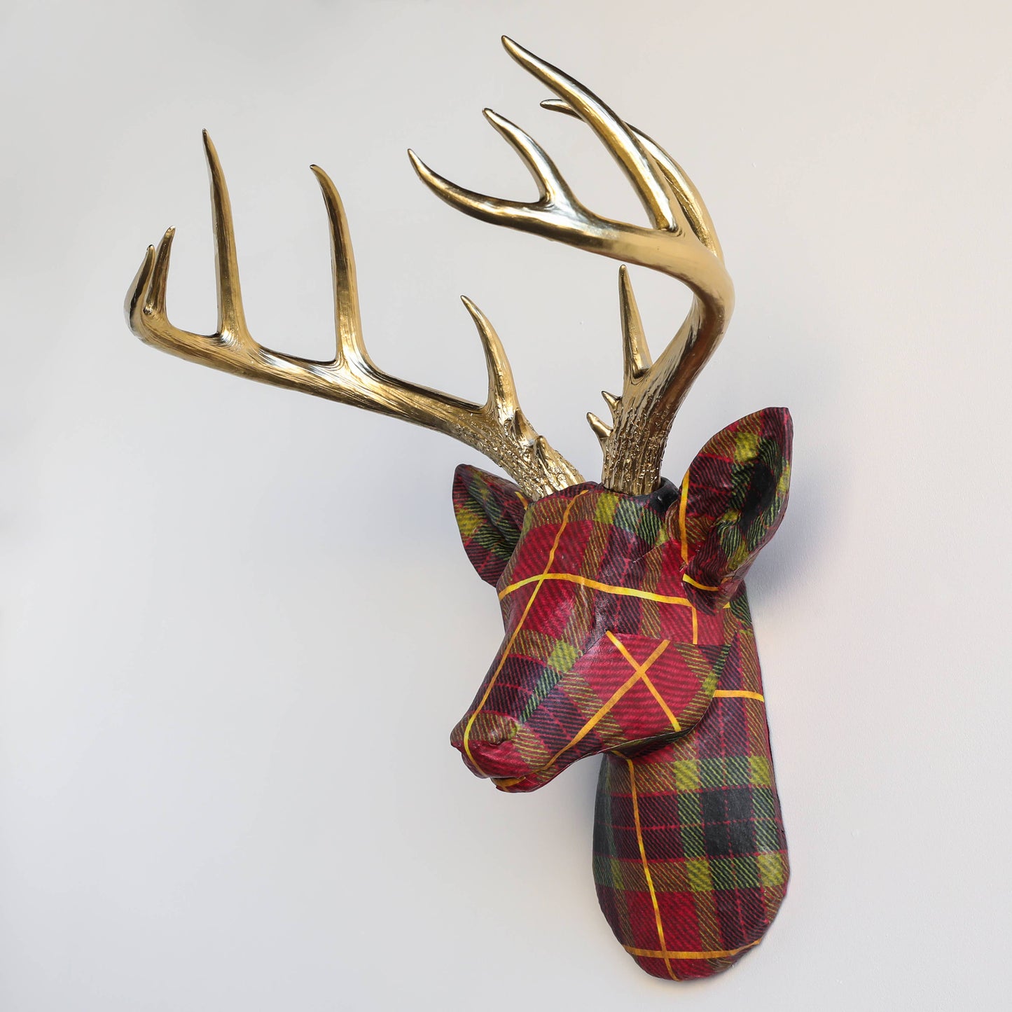 Plaid Fabric Deer Head