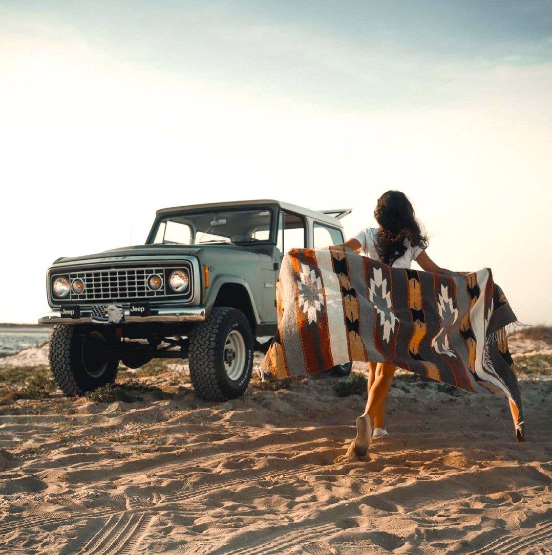 Diamond Stripe Wool Mexican Blanket