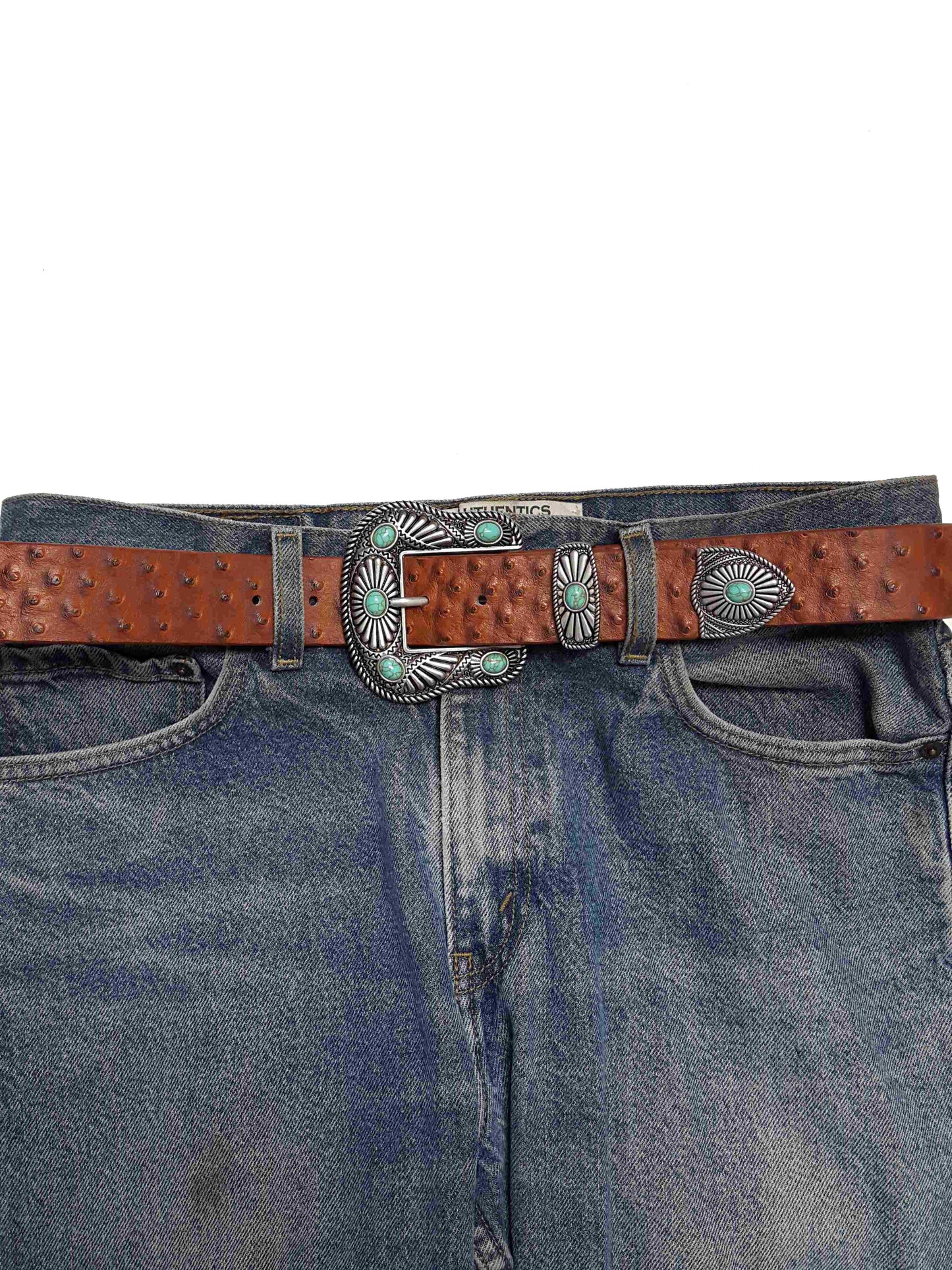 Navajo Buckle with Ostrich Belt