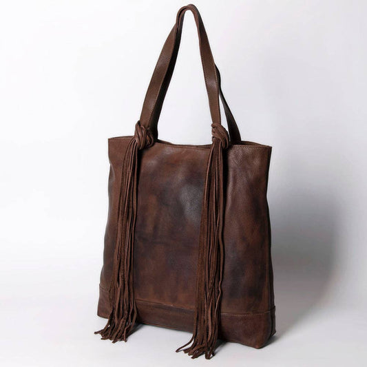 Berkley Leather Fringe Tote Knotted Strap