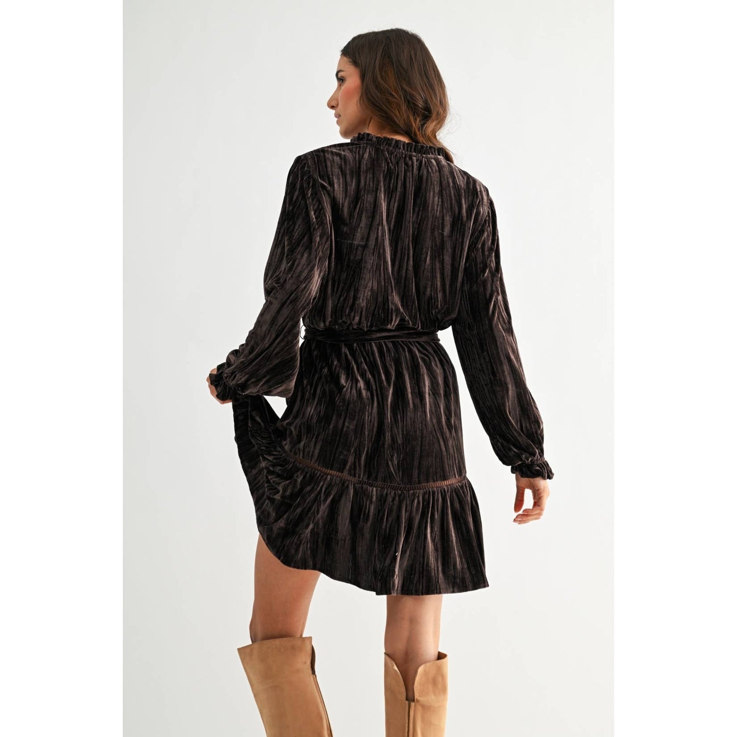 Chattahoochee Velvet Long Sleeve Mini Dress