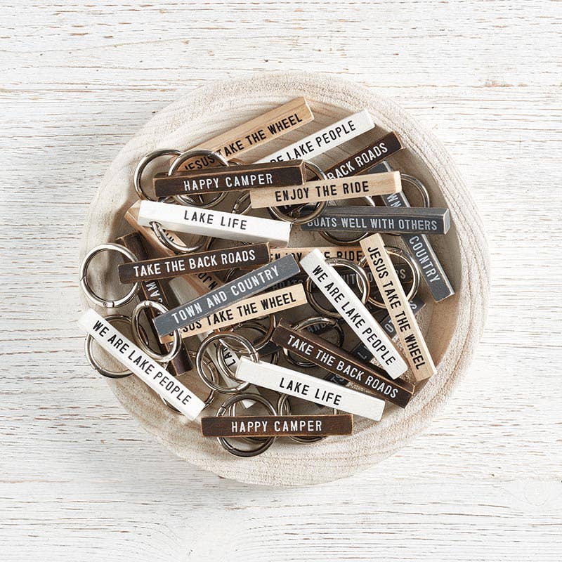 Take the Back Roads Wood Keychain