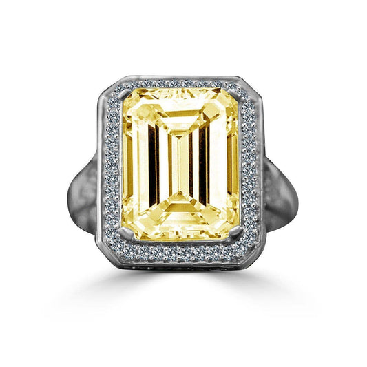 Emerald Cut Halo Statement Ring