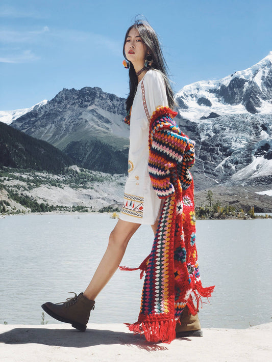 Granny Square Crochet Fringe Kimono