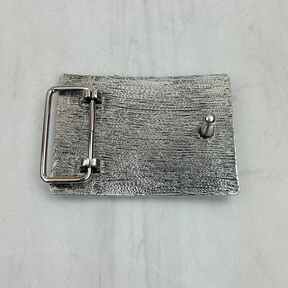 Silver with Green Turquoise Stone Rectangle Buckle