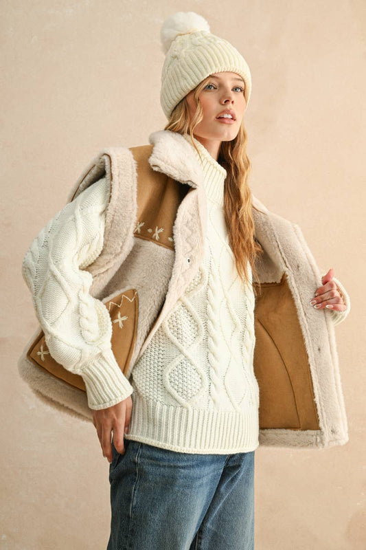 Suede and Sherpa Oversized Vest