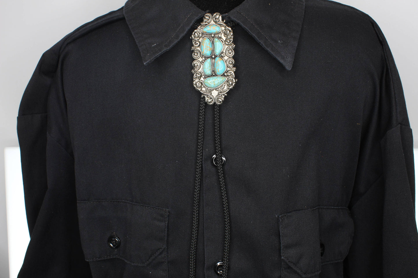 Turquoise and Silver Bolo Tie