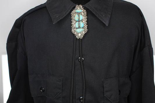 Turquoise and Silver Bolo Tie