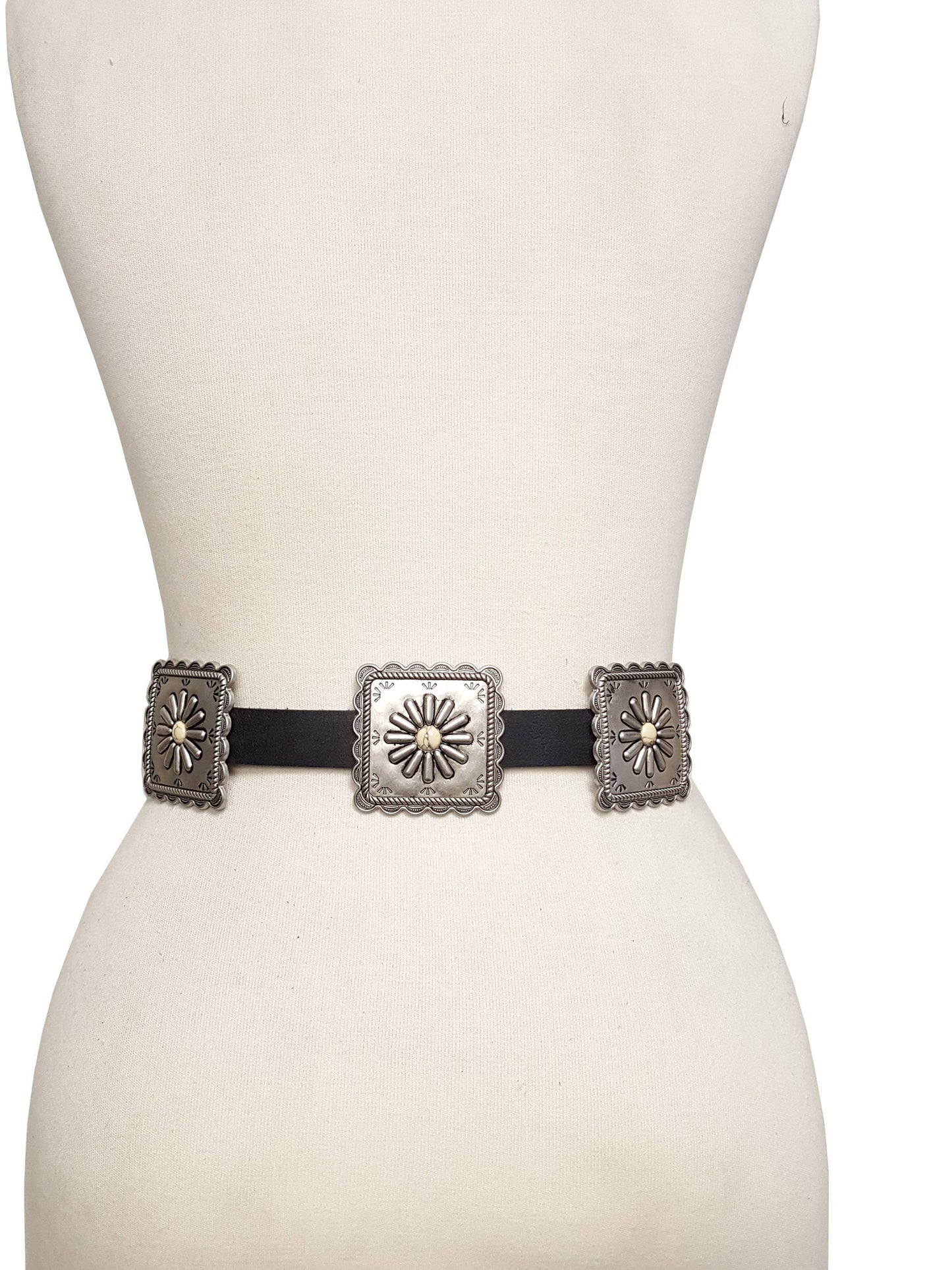 Alt Bone Turq Concho Belt