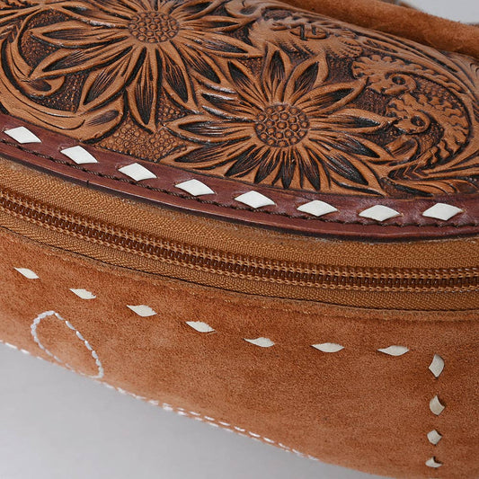 Cameron Embroidered Tan Suede Fanny Pack