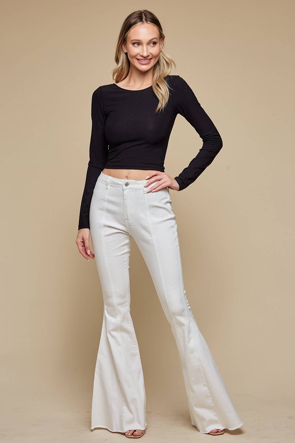 Brown Suede Star Flare Jeans
