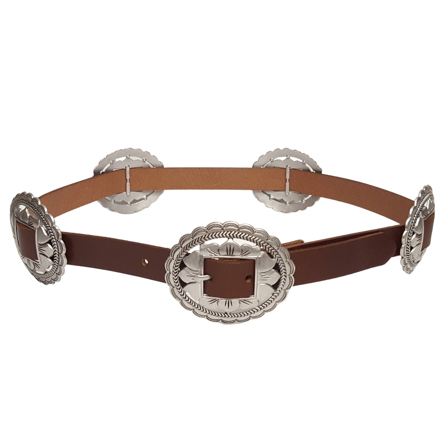 Brown Suede Flower Concho Belt