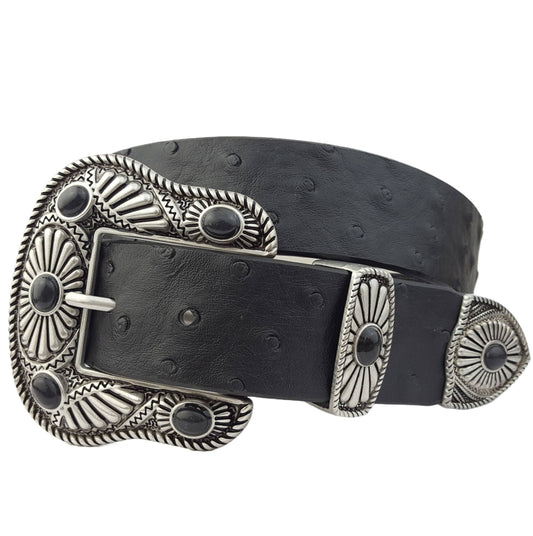 Navajo Buckle with Ostrich Belt