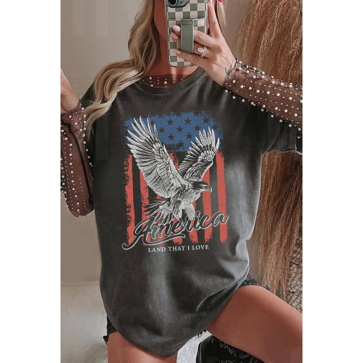 AMERICA Flag & Eagle Oversized Tee