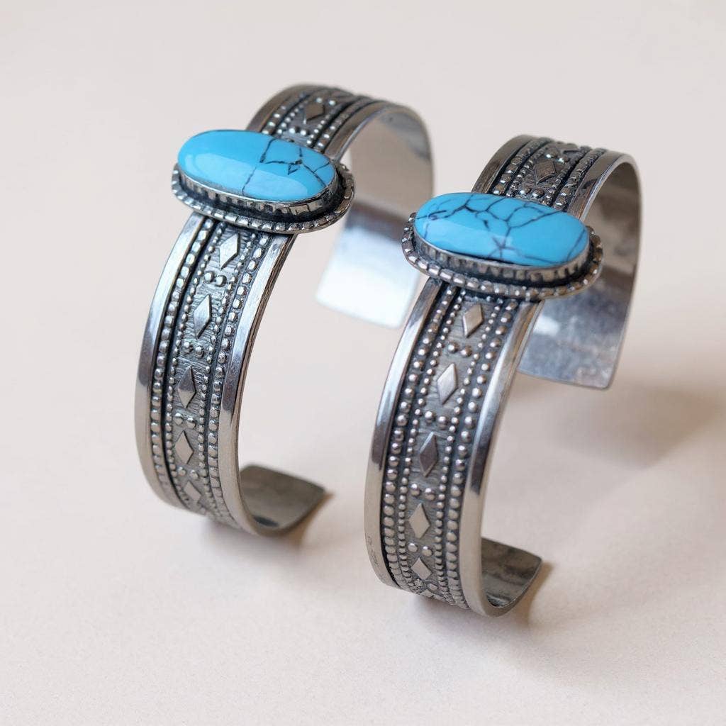 Handmade Turquoise Silver Cuff Bangle