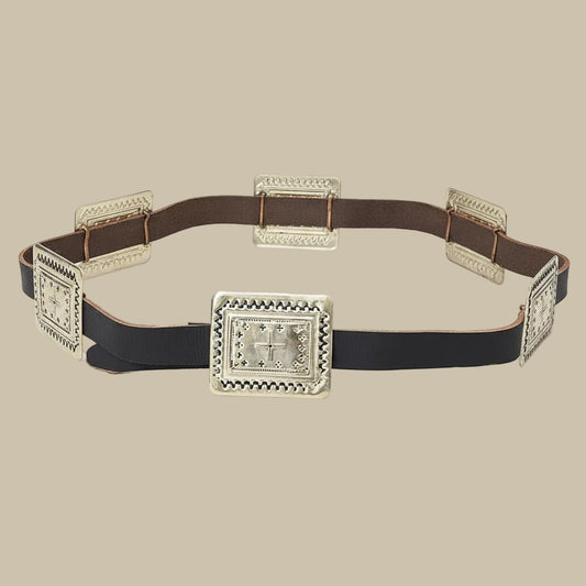 Kelly Hand-Tooled Silver Concho Belt