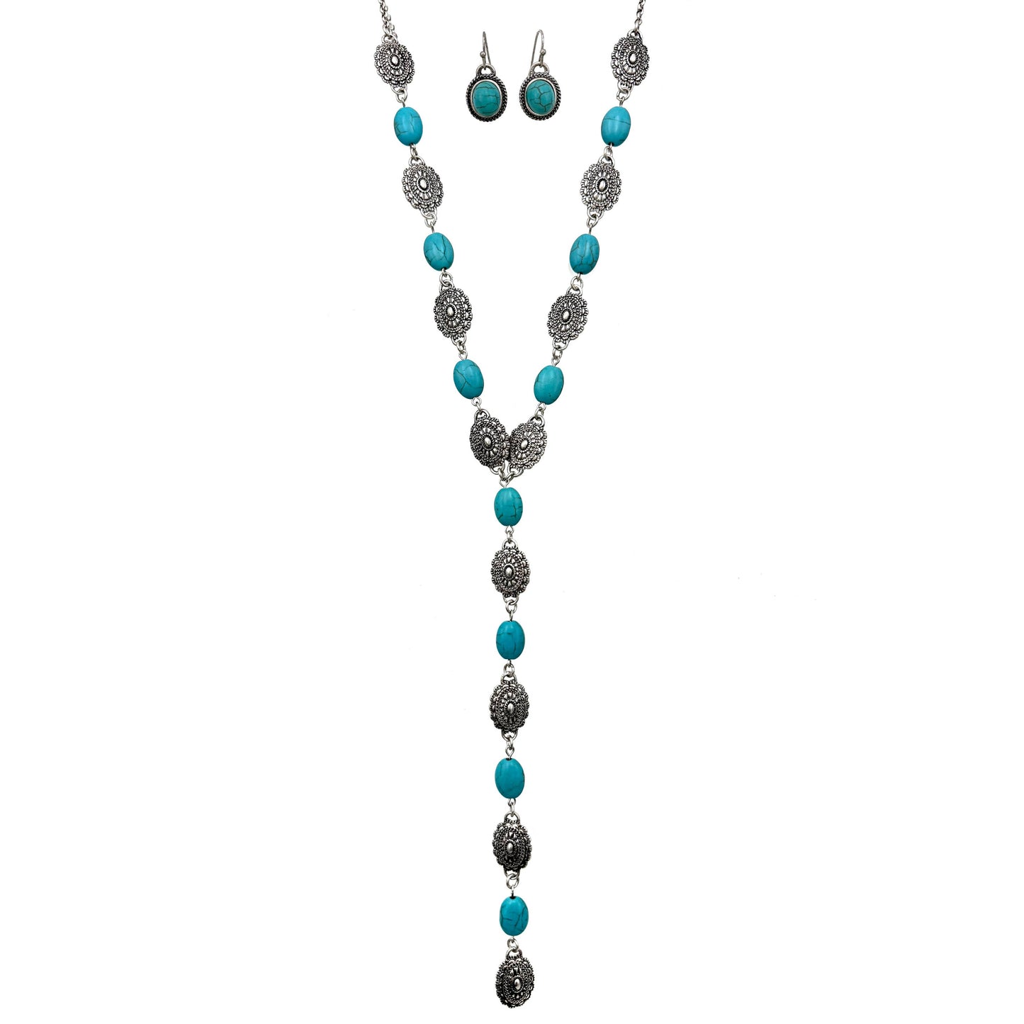 Stone Concho Lariat Necklace
