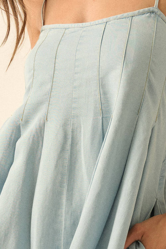 Denim Pleated Romper