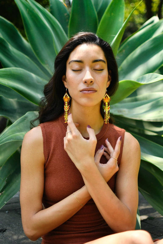 Golden Mane Native Boho Beaded Earrings