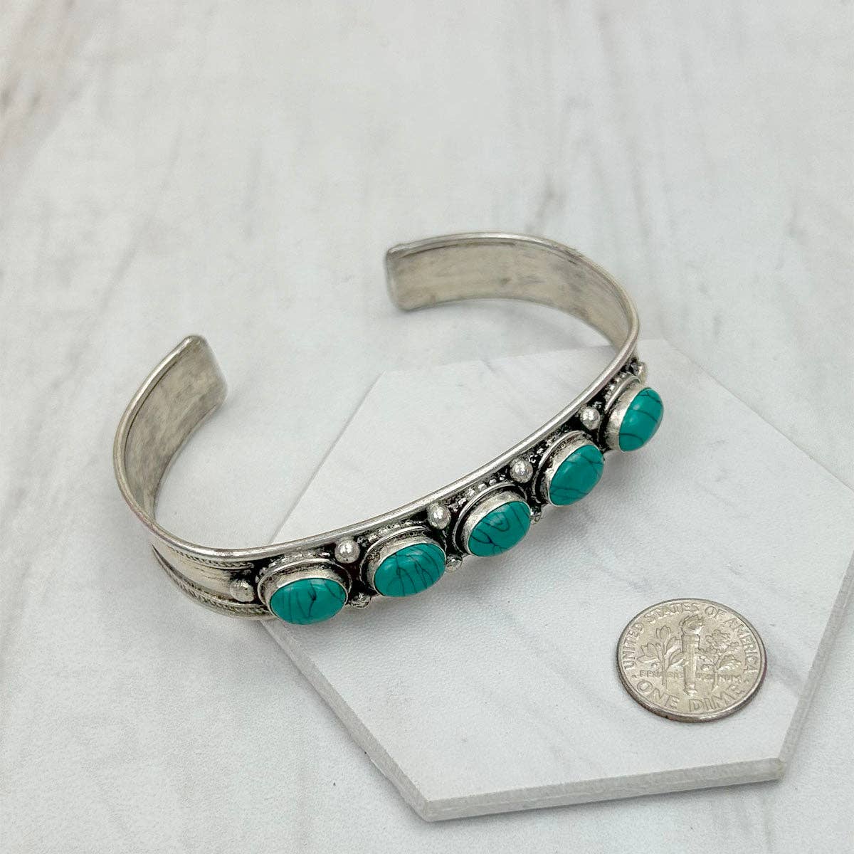 German silver with blue turquoise Cuff