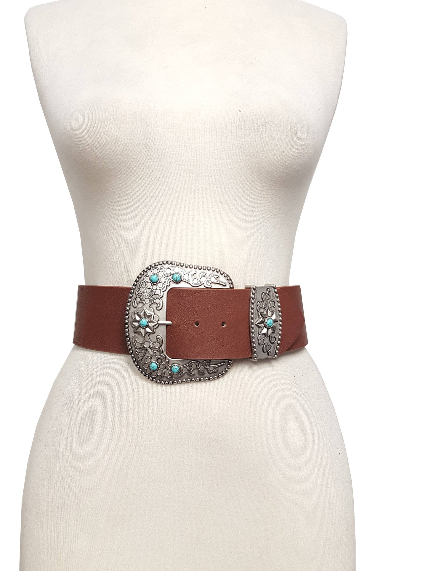 Wide width belt with Western Statement Buckle Loop