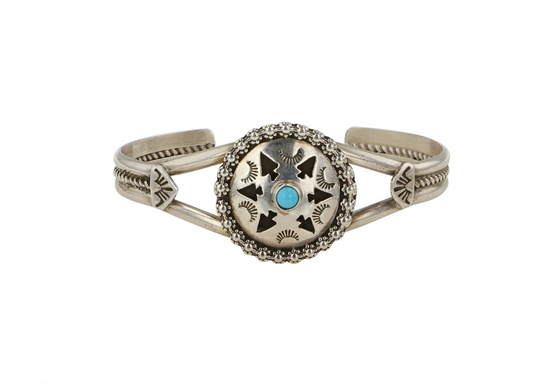 Jeff James Jr. Navajo Kingman Turquoise Sterling Silver Cuff