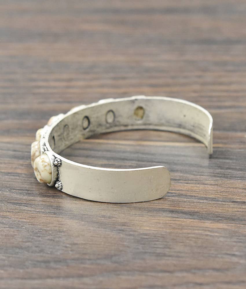 One Layer White Turquoise Cuff