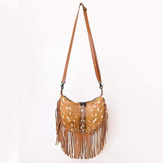 Maisy Cowhide Fringe Hobo Cross-Body Bag