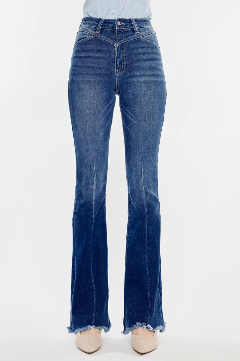 Jackson High-Rise Frayed Hem Flare Jean