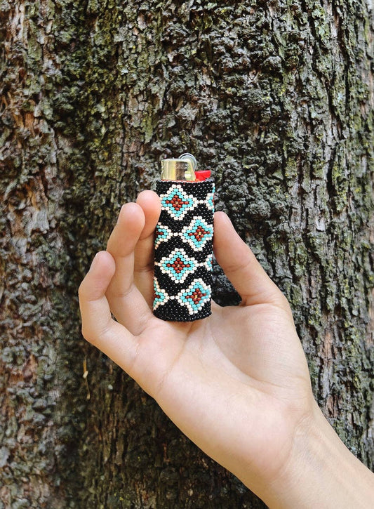 Chocolate Mint Chip Beaded Lighter Case