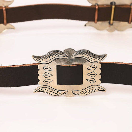 Silver Concho Leather Belt