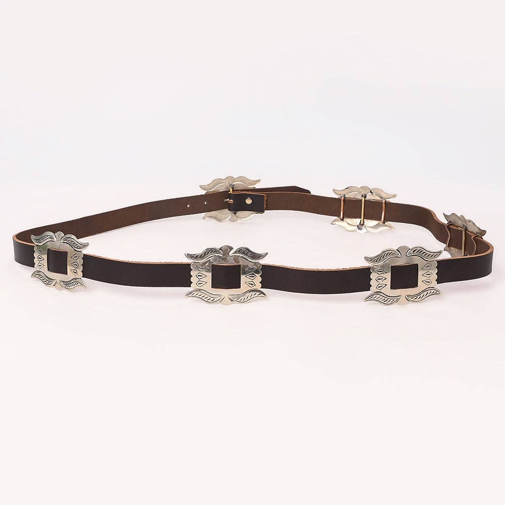 Silver Concho Leather Belt