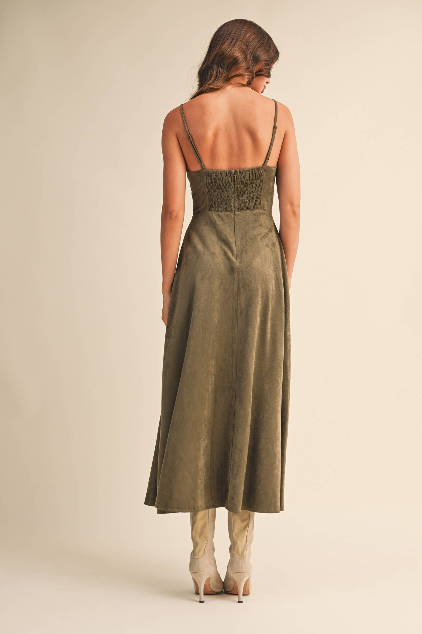 Rodeo Suede Corset Flared Midi-Dress