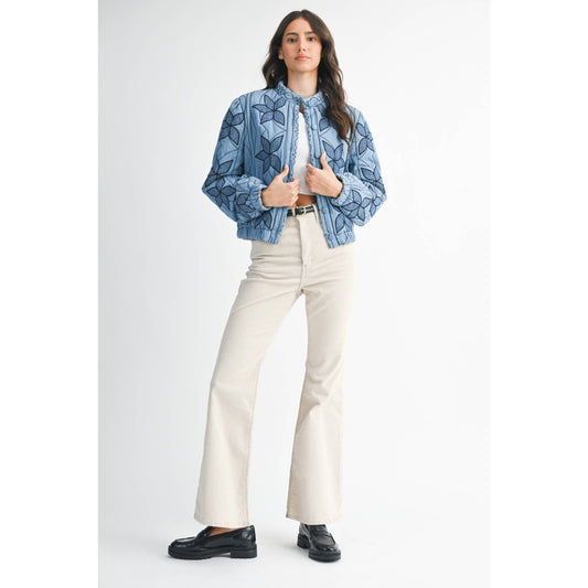 Sierra Bloom Denim Embroidered Jacket
