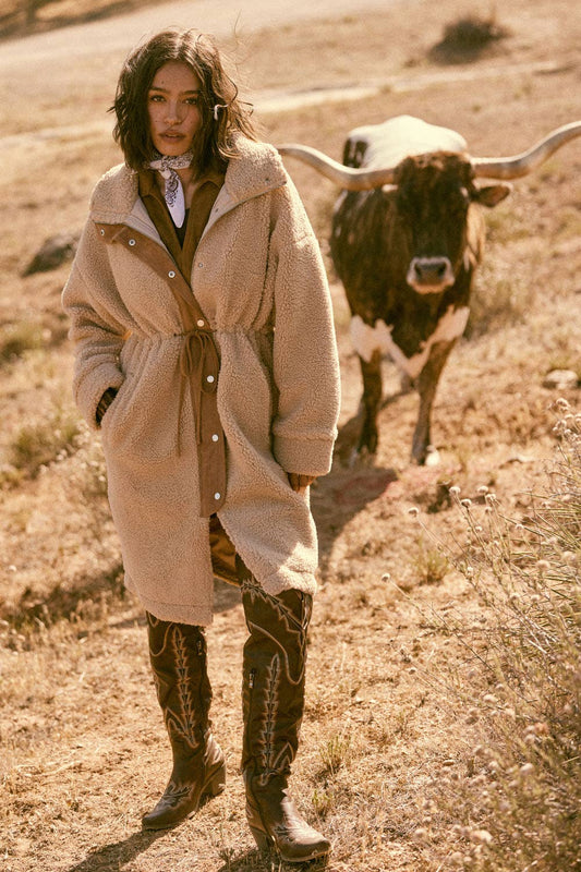Shearling Drawstring Coat
