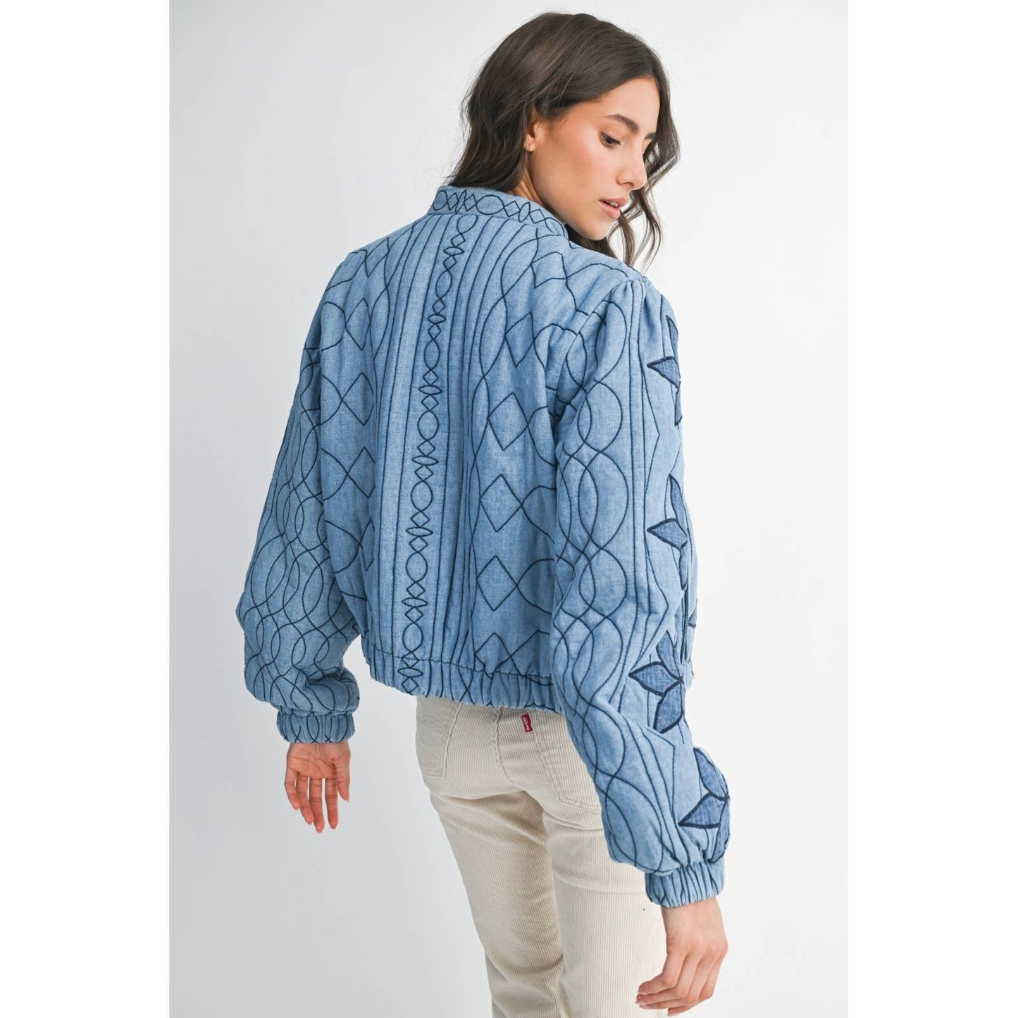 Sierra Bloom Denim Embroidered Jacket