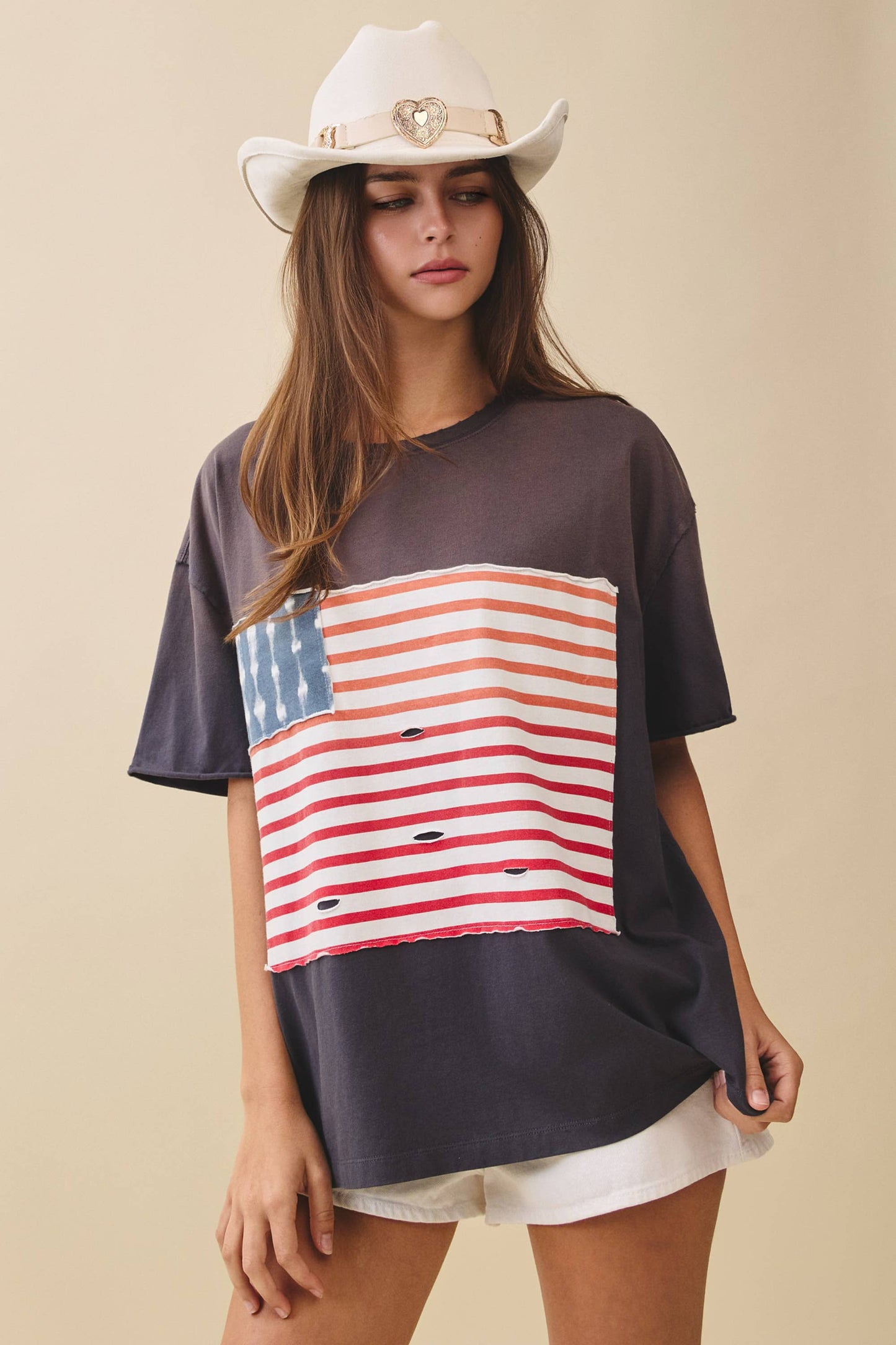 Distressed Flag Patch Tee