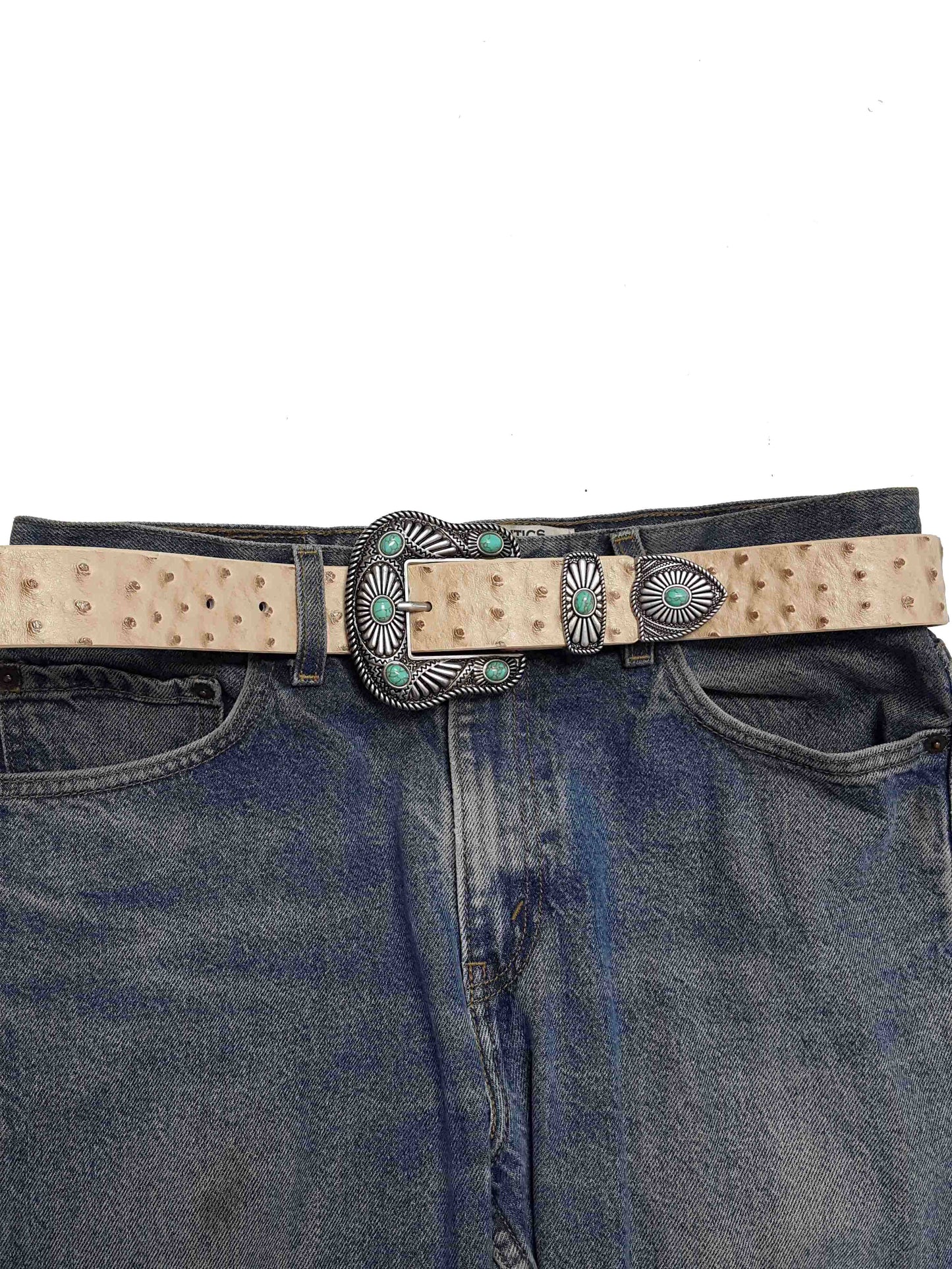 Navajo Buckle with Ostrich Belt