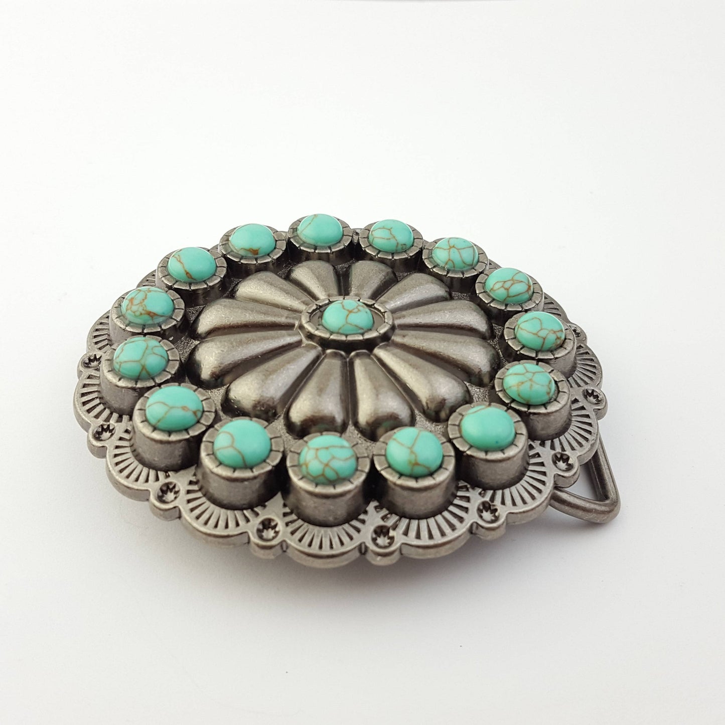 Oval Western Turquoise Stone Belt Buckle