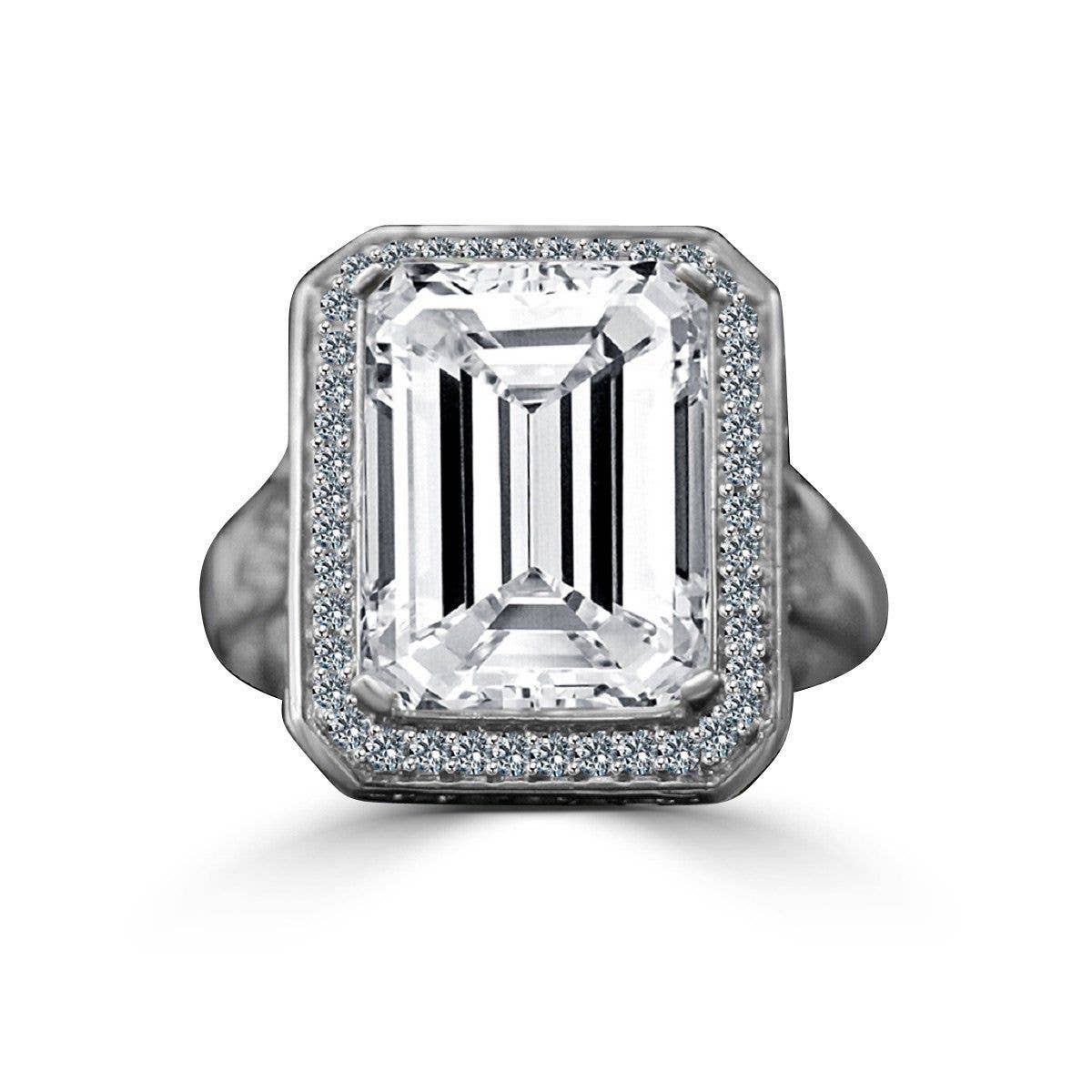 Emerald Cut Halo Statement Ring