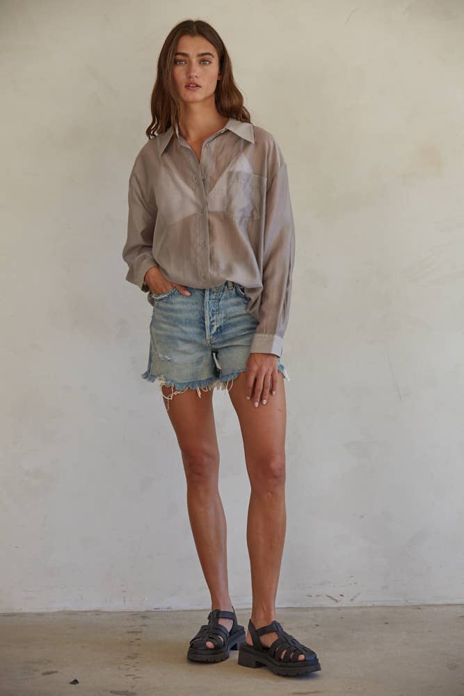 Sheer Button Down Shirt
