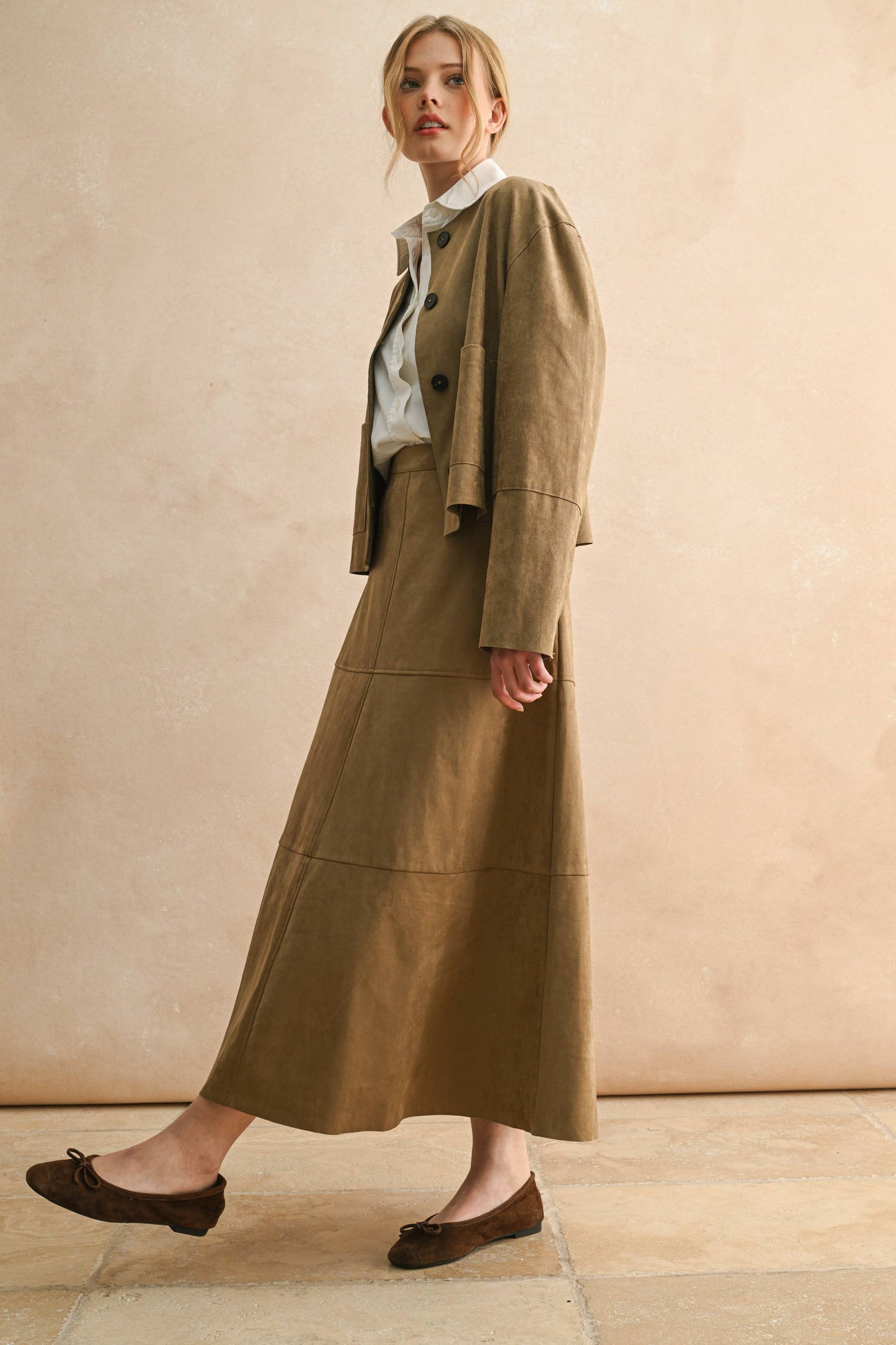 Suede A-Line Skirt