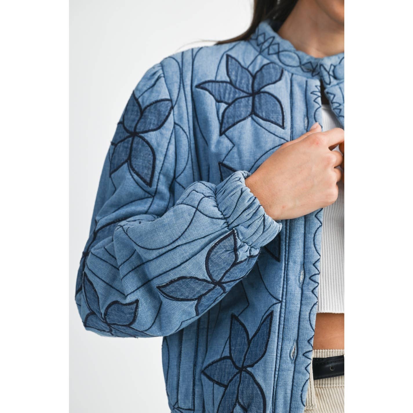 Sierra Bloom Denim Embroidered Jacket