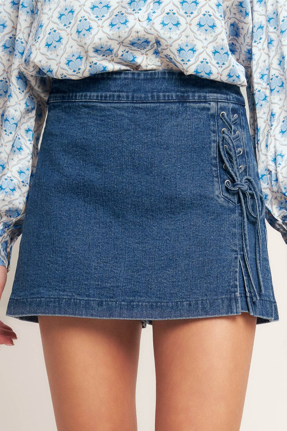 Washed Denim Skort