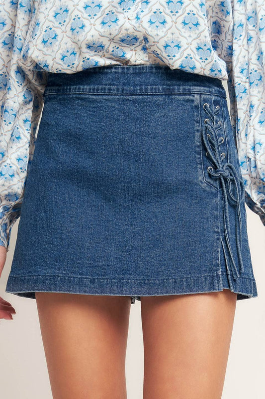 Washed Denim Skort