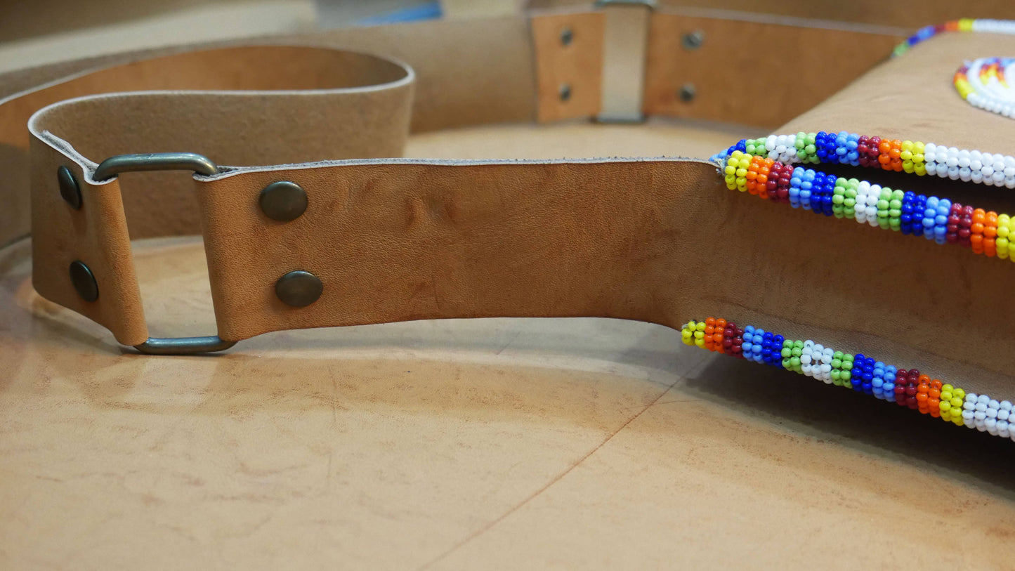 White Beaded Handmade Leather Crossbody