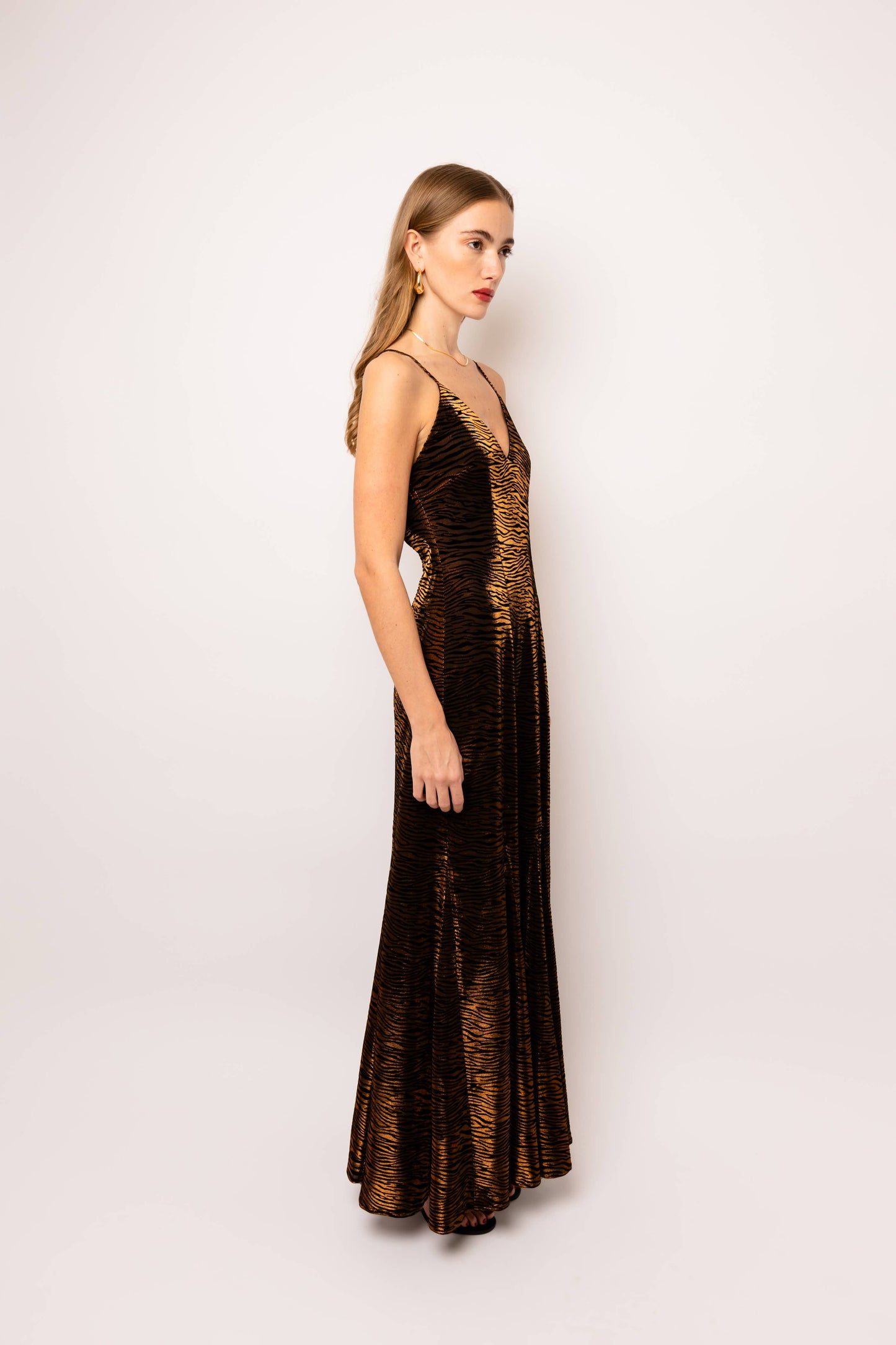 Bronze Tiger Burnout Maxi Dress